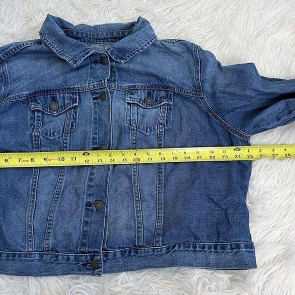 Old Navy Plus Size XXL Jean Jacket Blue Denim Relaxed Boyfriend Fit Coat - Picture 3 of 8
